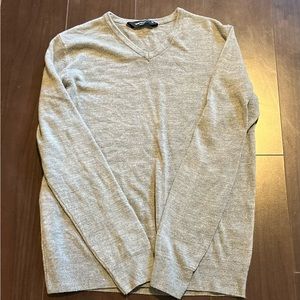 gray soft V neck sweater